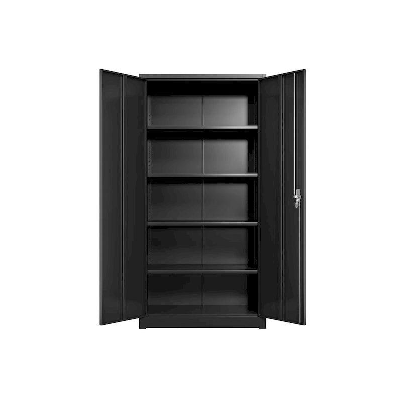 Grande Armoire de Rangement Métallique Noire avec Portes Verrouillables en Acier Laminé à Froid