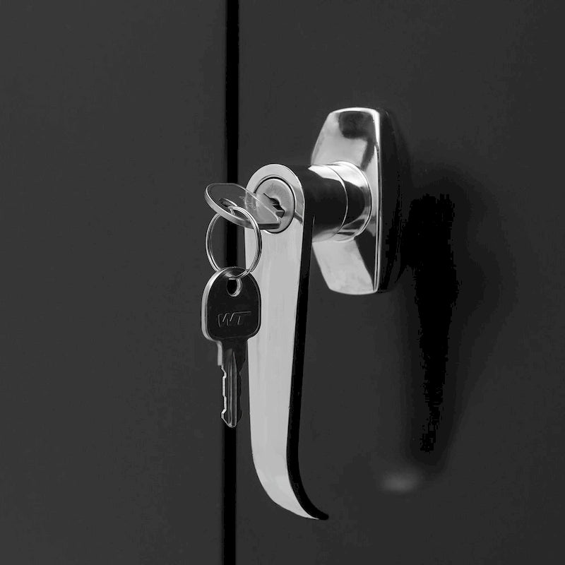 Grande Armoire de Rangement Métallique Noire avec Portes Verrouillables en Acier Laminé à Froid