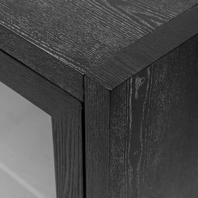 Meuble bas avec portes en verre trempé et étagère réglable Marron Gris Noir