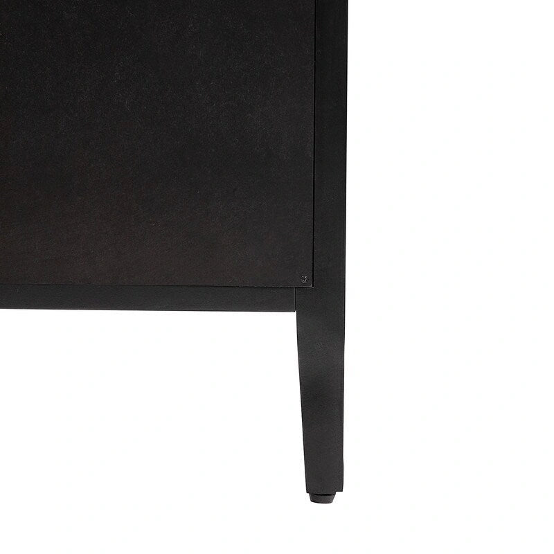 Meuble bas avec portes en verre trempé et étagère réglable Marron Gris Noir