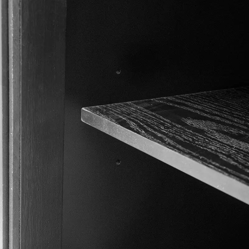 Meuble bas avec portes en verre trempé et étagère réglable Marron Gris Noir