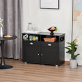 Buffet bahut noir avec étagères ouvertes, tiroirs et portes