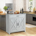 Meuble de Buffet de Ferme avec Tiroir et Portes à Motif Double X, Gris et Blanc