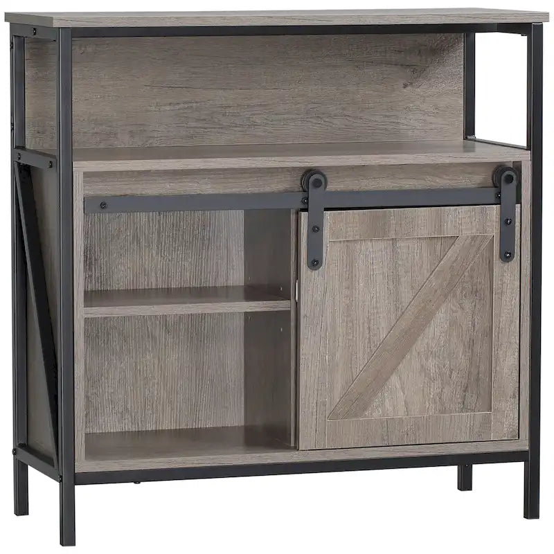 Buffet de ferme avec porte coulissante, meuble de rangement gris