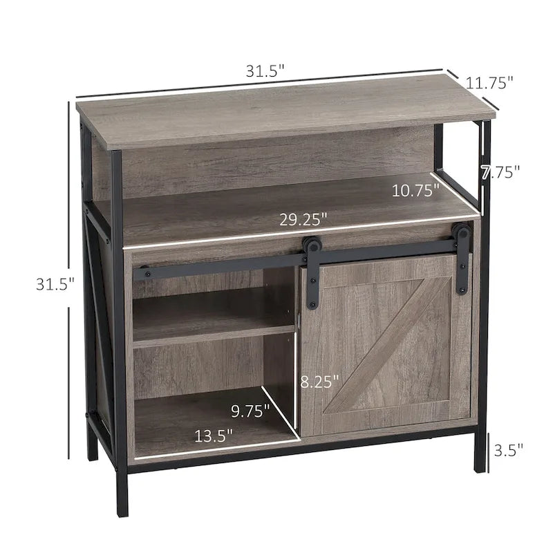 Buffet de ferme avec porte coulissante, meuble de rangement gris