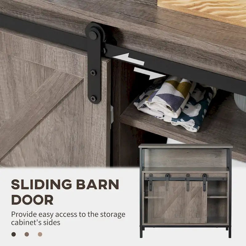 Buffet de ferme avec porte coulissante, meuble de rangement gris
