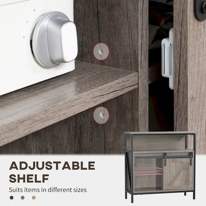 Buffet de ferme avec porte coulissante, meuble de rangement gris