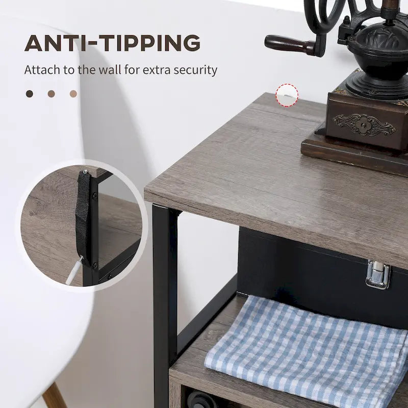 Buffet de ferme avec porte coulissante, meuble de rangement gris