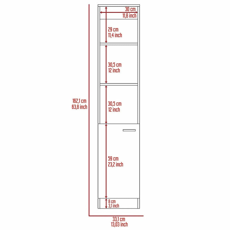 Armoire de Rangement de Salle de Bain Autonome avec 3 Étagères Ouvertes et Porte Inférieure, Chêne/Blanc/Noir