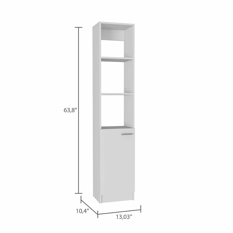 Armoire de Rangement de Salle de Bain Autonome avec 3 Étagères Ouvertes et Porte Inférieure, Chêne/Blanc/Noir