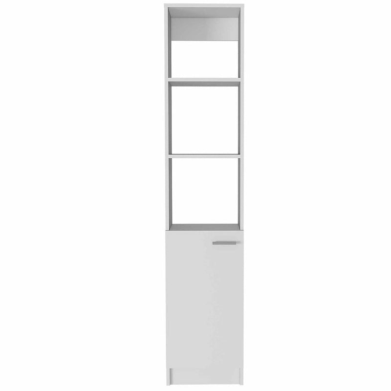 Armoire de Rangement de Salle de Bain Autonome avec 3 Étagères Ouvertes et Porte Inférieure, Chêne/Blanc/Noir