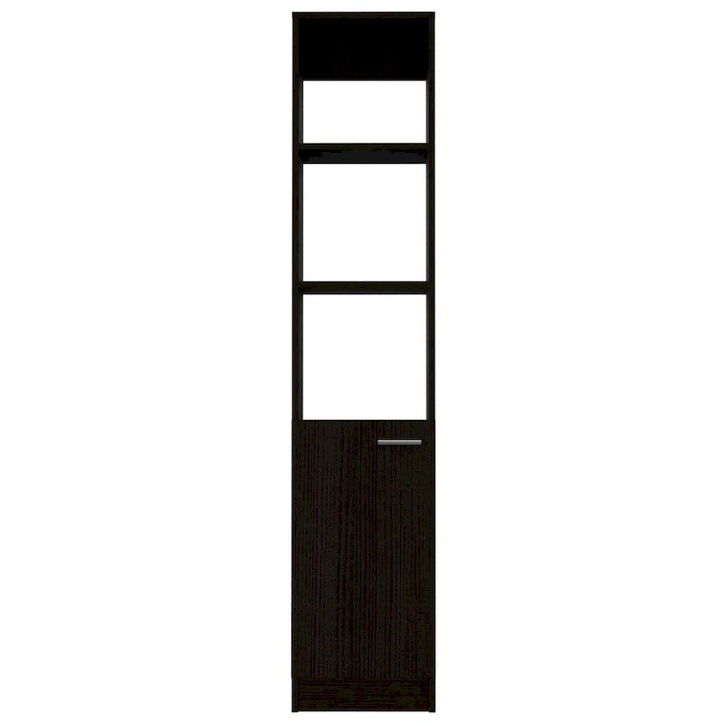 Armoire de Rangement de Salle de Bain Autonome avec 3 Étagères Ouvertes et Porte Inférieure, Chêne/Blanc/Noir