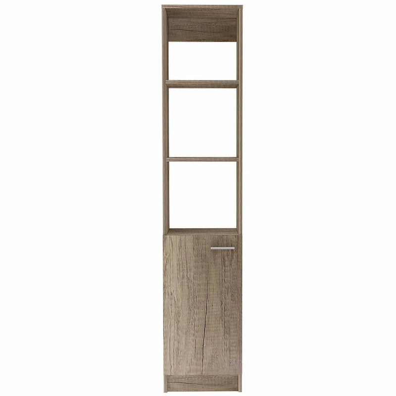 Armoire de Rangement de Salle de Bain Autonome avec 3 Étagères Ouvertes et Porte Inférieure, Chêne/Blanc/Noir