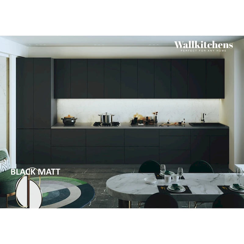 Système de meubles bas de cuisine modernes noir mat avec amortisseurs