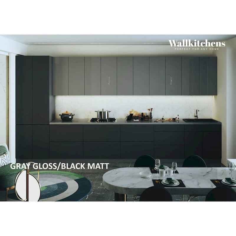 Système de meubles bas de cuisine modernes noir mat avec amortisseurs