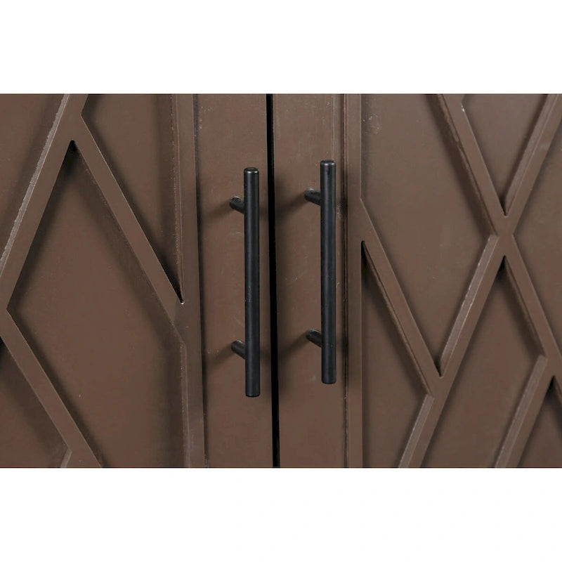 Buffet de rangement à 4 portes en sapin géométrique marron foncé