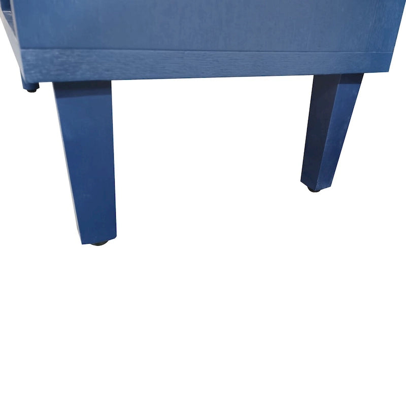 Buffet 2 portes 3 tiroirs bleu marine sculpté avec poignées dorées