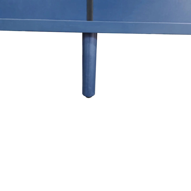 Buffet 2 portes 3 tiroirs bleu marine sculpté avec poignées dorées