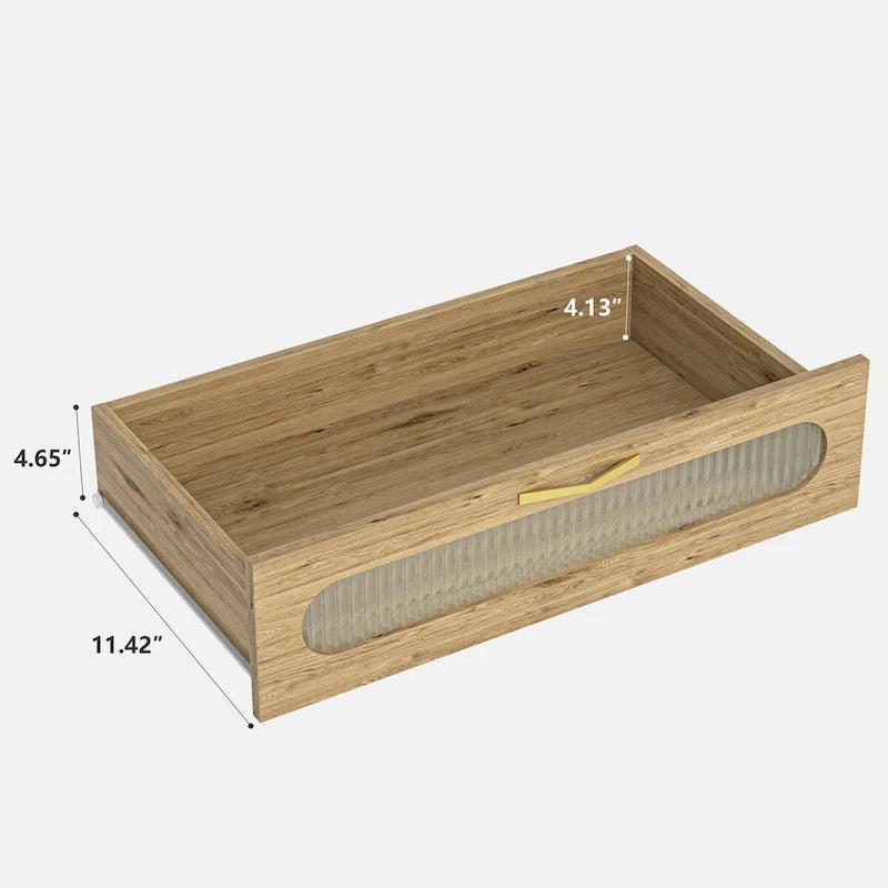 Meuble bar autoportant de 170 cm de haut avec porte-verres, finition bois naturel havane