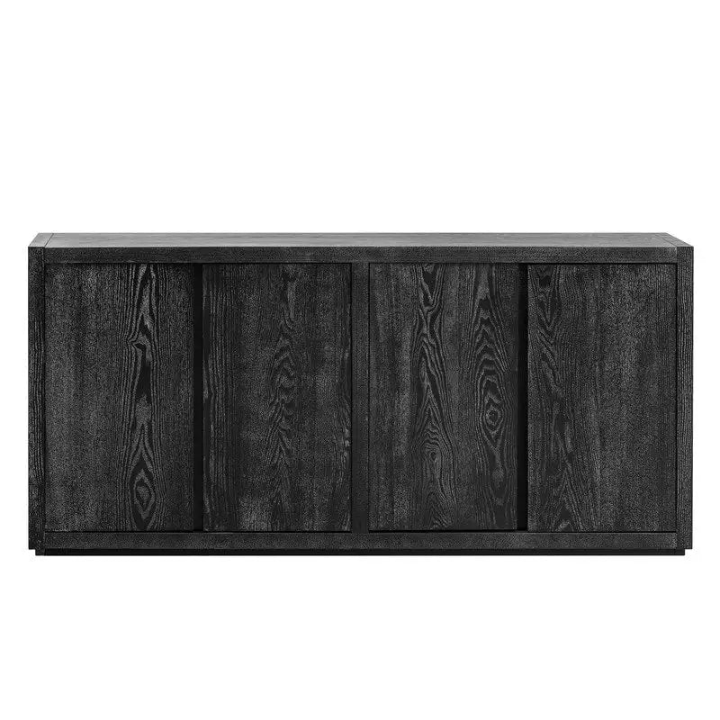 Bahut à 4 portes de 160 cm de large en placage de frêne avec étagères réglables, coloris noir ou bleu marine