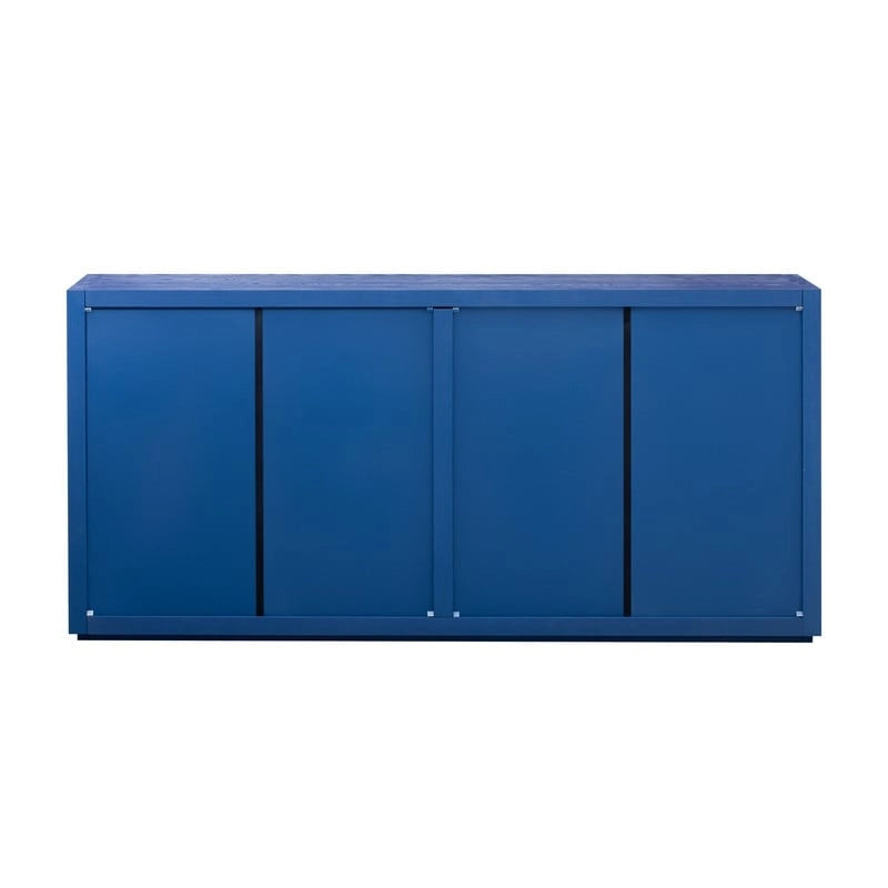 Bahut à 4 portes de 160 cm de large en placage de frêne avec étagères réglables, coloris noir ou bleu marine