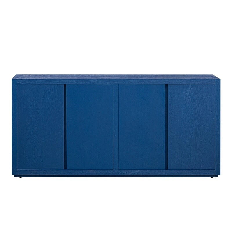 Bahut à 4 portes de 160 cm de large en placage de frêne avec étagères réglables, coloris noir ou bleu marine