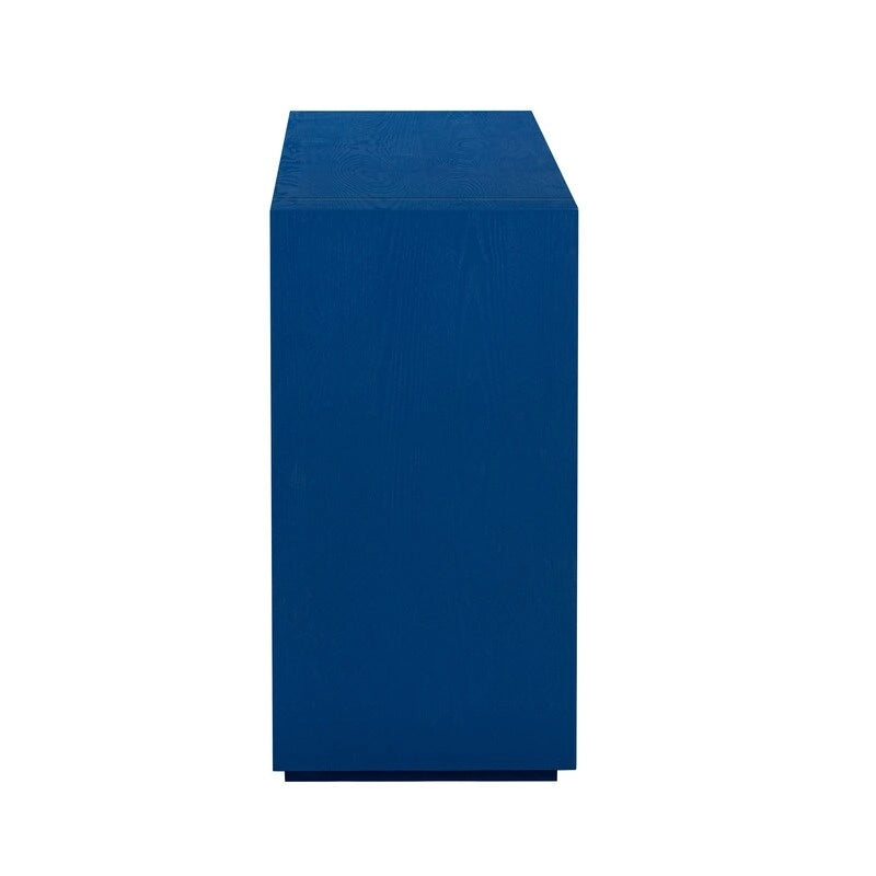 Bahut à 4 portes de 160 cm de large en placage de frêne avec étagères réglables, coloris noir ou bleu marine