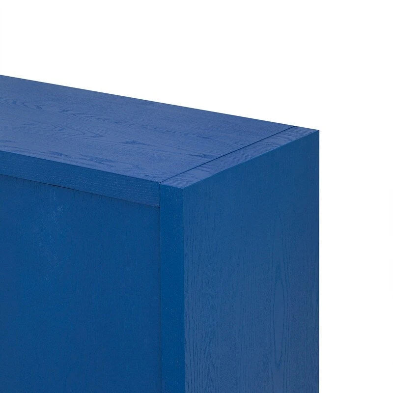 Bahut à 4 portes de 160 cm de large en placage de frêne avec étagères réglables, coloris noir ou bleu marine
