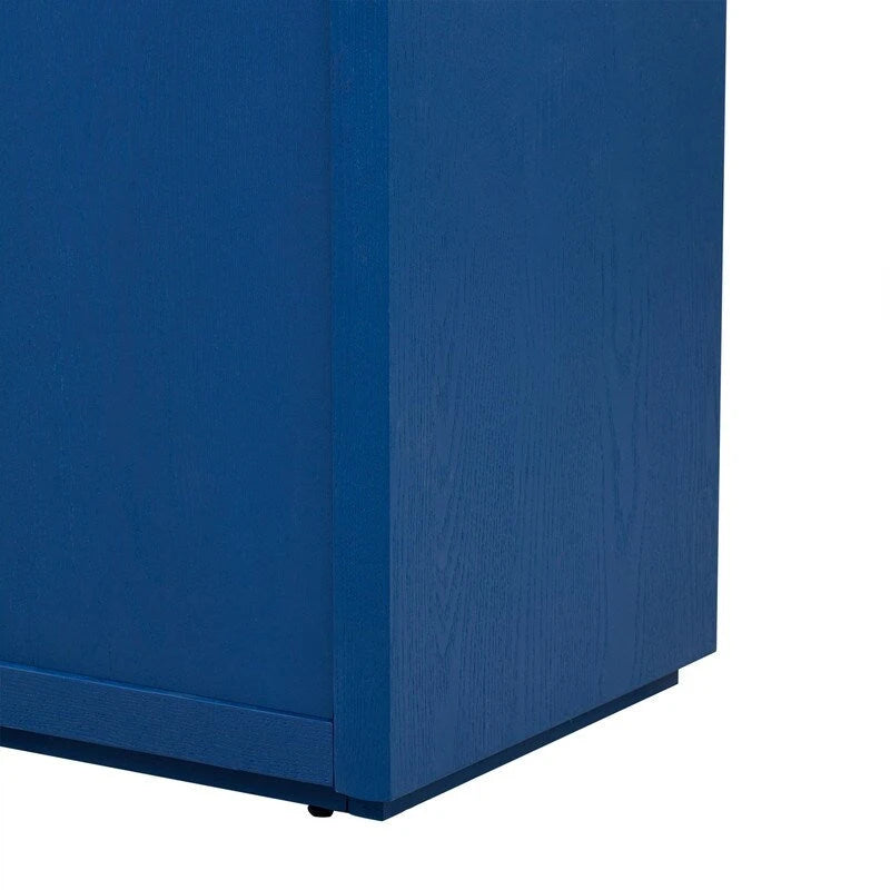 Bahut à 4 portes de 160 cm de large en placage de frêne avec étagères réglables, coloris noir ou bleu marine