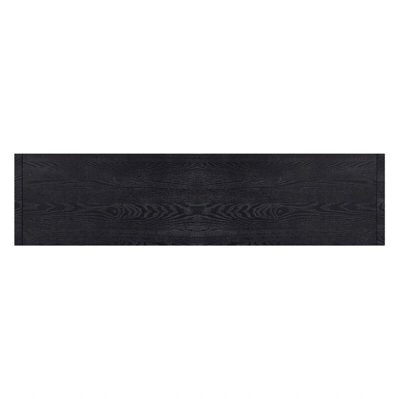 Bahut à 4 portes de 160 cm de large en placage de frêne avec étagères réglables, coloris noir ou bleu marine