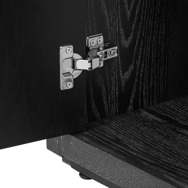 Bahut à 4 portes de 160 cm de large en placage de frêne avec étagères réglables, coloris noir ou bleu marine