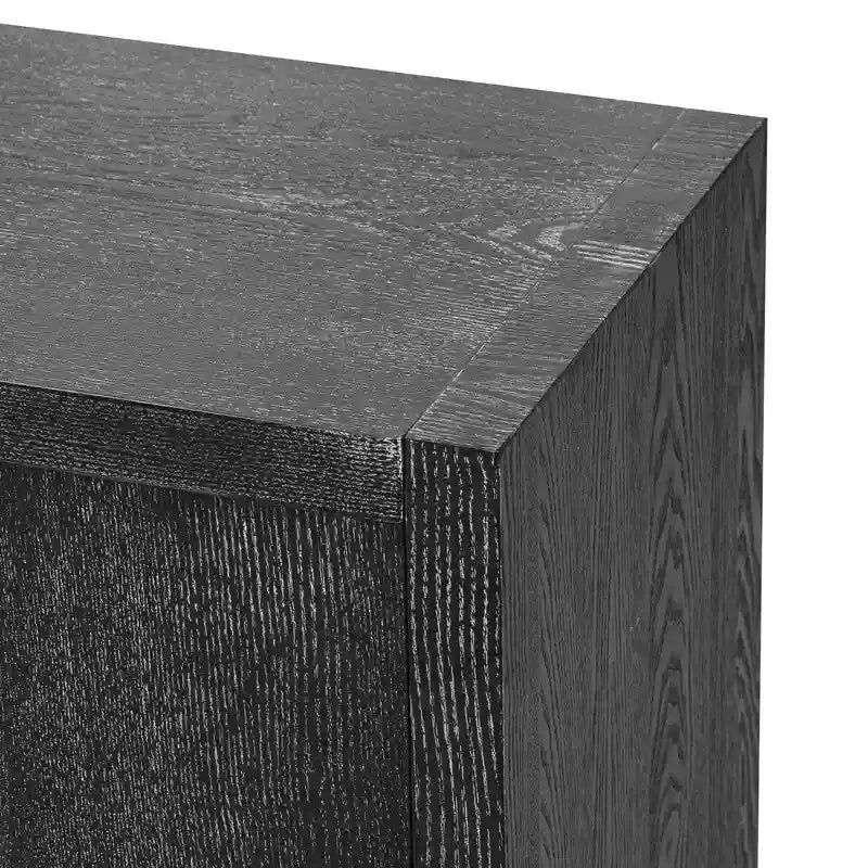 Bahut à 4 portes de 160 cm de large en placage de frêne avec étagères réglables, coloris noir ou bleu marine