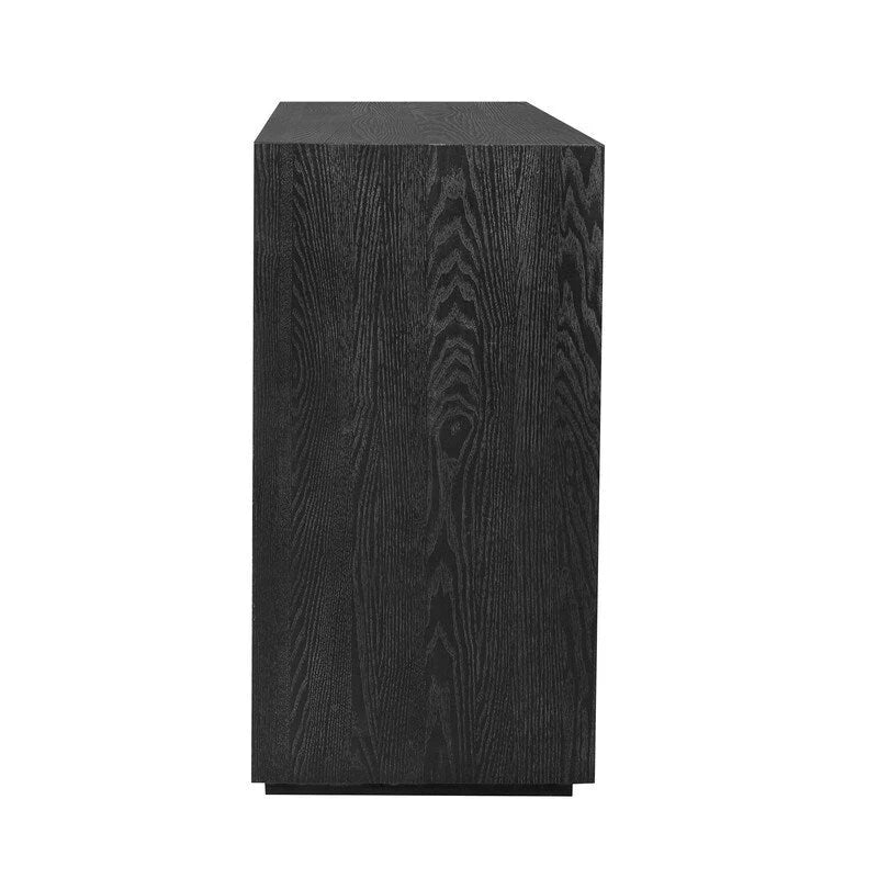 Bahut à 4 portes de 160 cm de large en placage de frêne avec étagères réglables, coloris noir ou bleu marine
