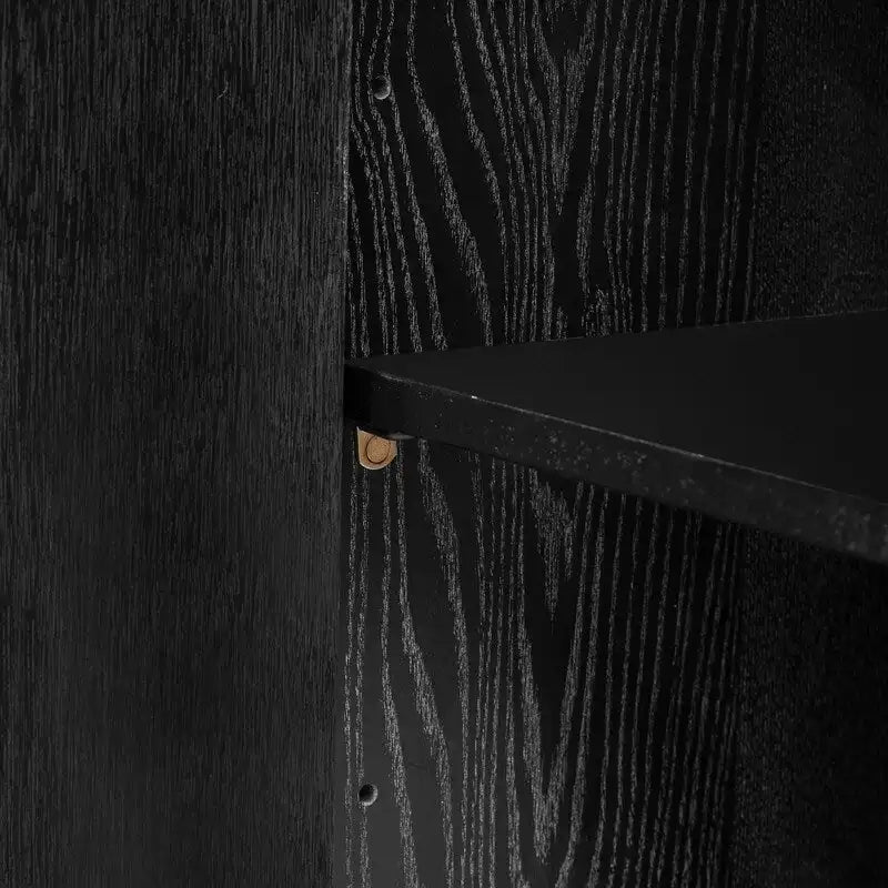 Bahut à 4 portes de 160 cm de large en placage de frêne avec étagères réglables, coloris noir ou bleu marine