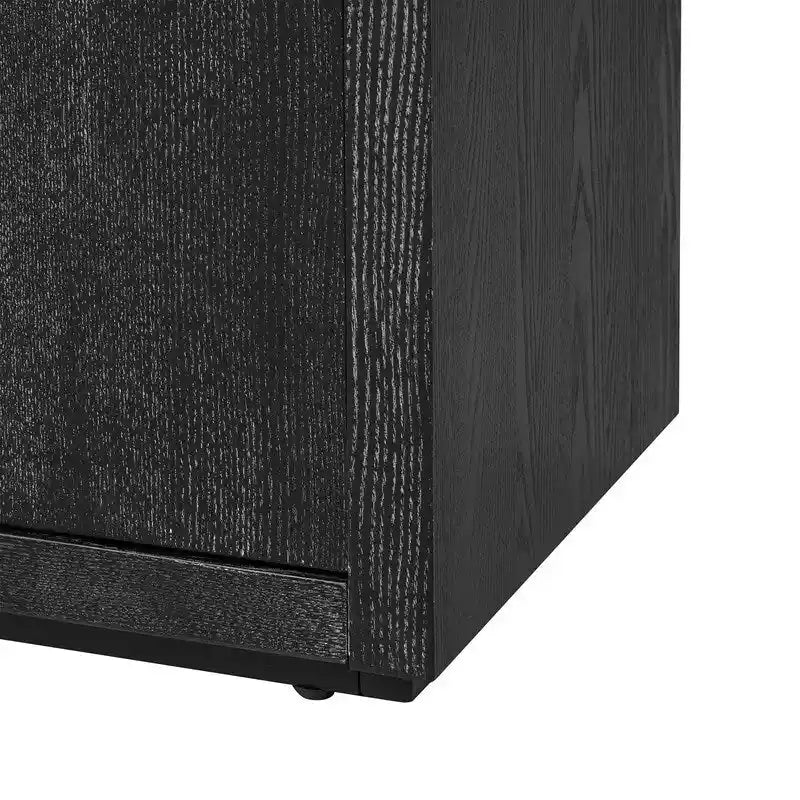 Bahut à 4 portes de 160 cm de large en placage de frêne avec étagères réglables, coloris noir ou bleu marine