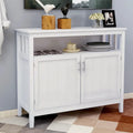 Buffet de salle à manger blanc en bois avec étagère ouverte et portes doubles