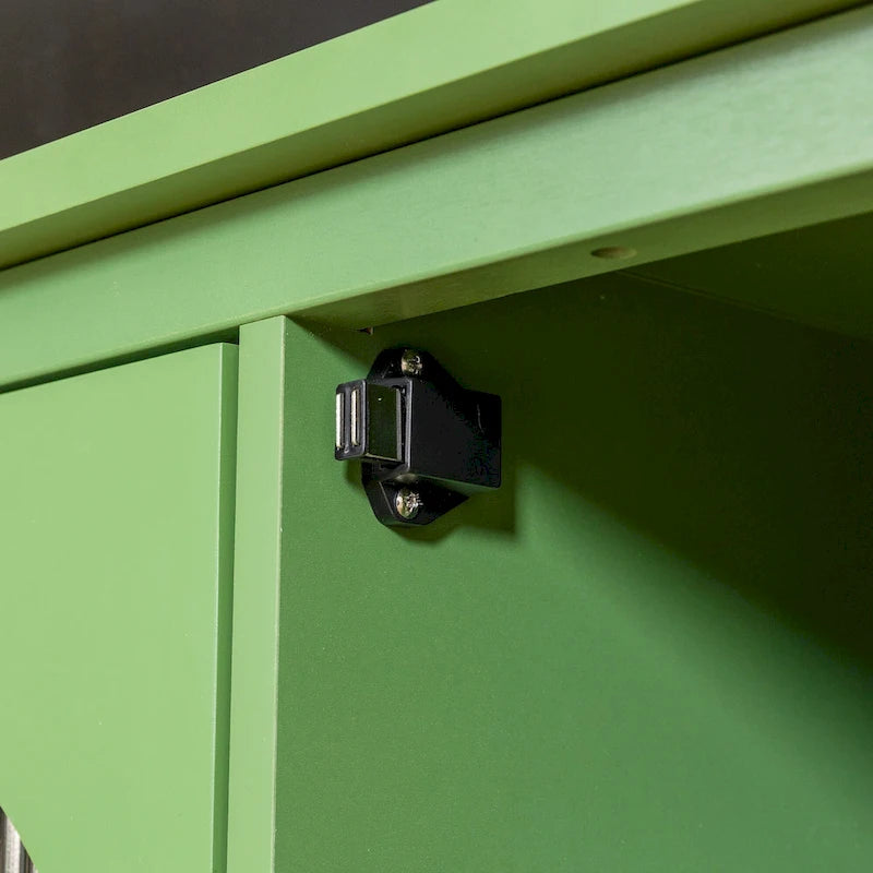 Meuble TV Console Média en Bois avec Porte en Verre Voûtée Antique
