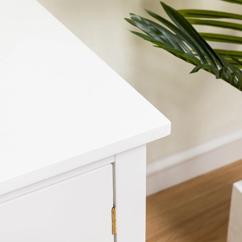 Meuble TV Console Média en Bois avec Porte en Verre Voûtée Antique
