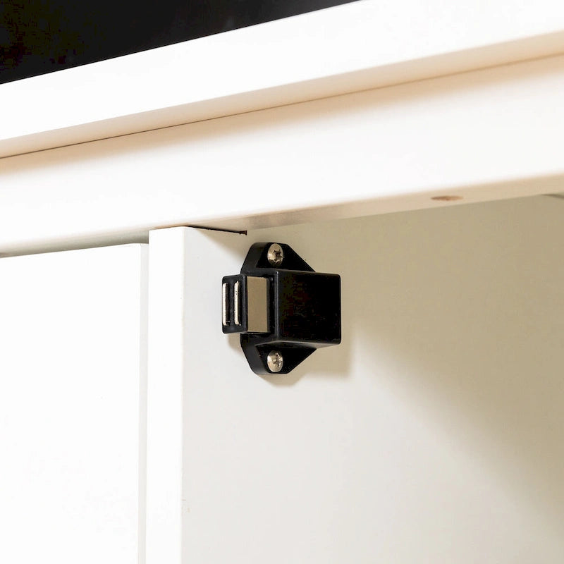 Meuble TV Console Média en Bois avec Porte en Verre Voûtée Antique