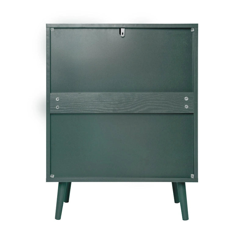Meuble de rangement 3 tiroirs en rotin avec pieds en bois massif multicolore