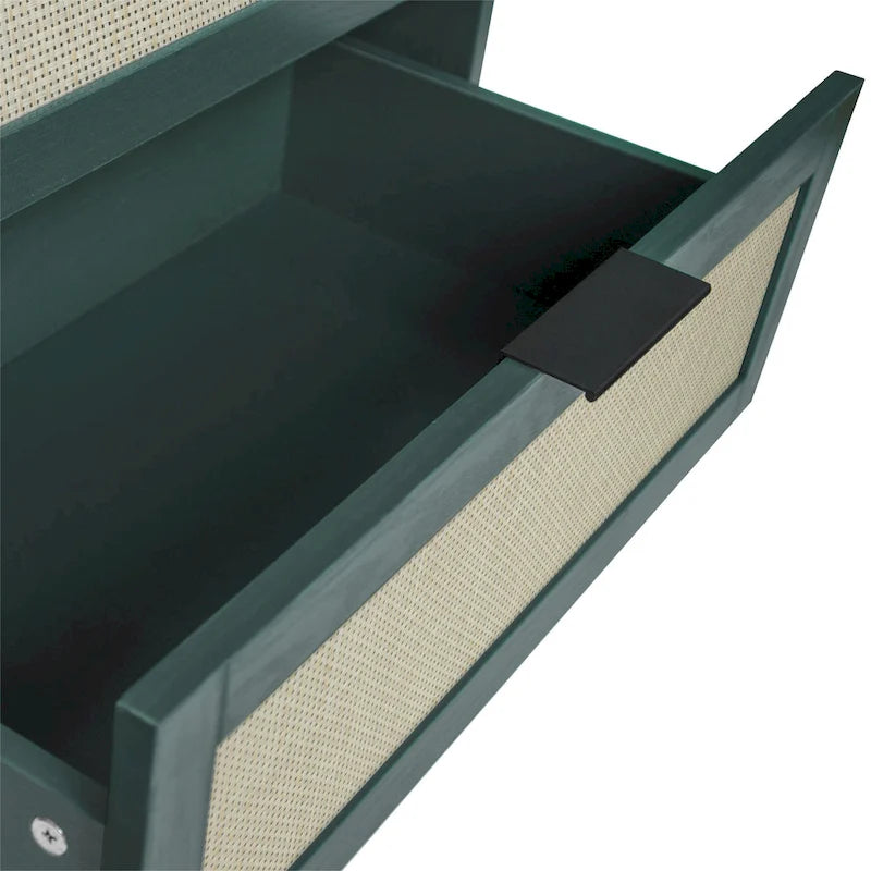 Meuble de rangement 3 tiroirs en rotin avec pieds en bois massif multicolore