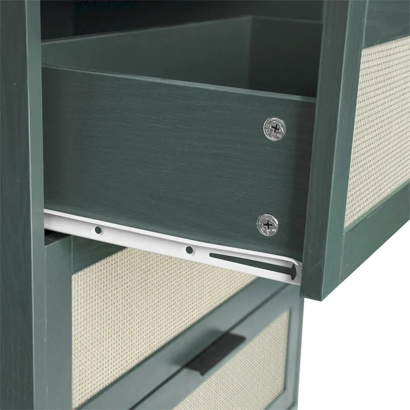 Meuble de rangement 3 tiroirs en rotin avec pieds en bois massif multicolore