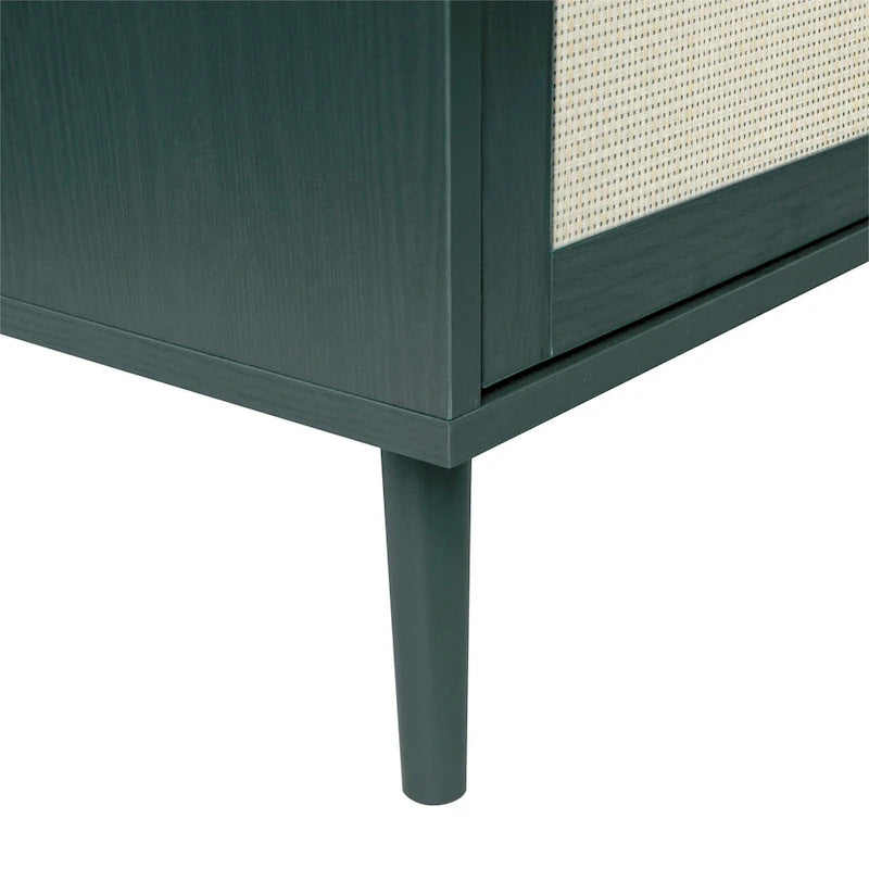Meuble de rangement 3 tiroirs en rotin avec pieds en bois massif multicolore