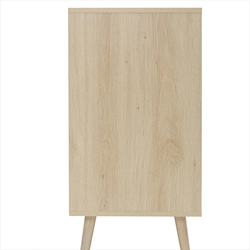 Meuble de rangement 3 tiroirs en rotin avec pieds en bois massif multicolore