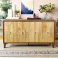 Buffet vaisselier à 4 portes Sunburst sculpté de 60 pouces avec étagères réglables