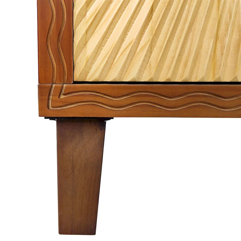 Buffet vaisselier à 4 portes Sunburst sculpté de 60 pouces avec étagères réglables
