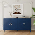 Bahut moderne à 4 portes avec panneaux géométriques, gris-bleu