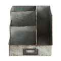 Organisateur de bureau en métal gris vieilli avec rangement rustique à 4 compartiments superposés