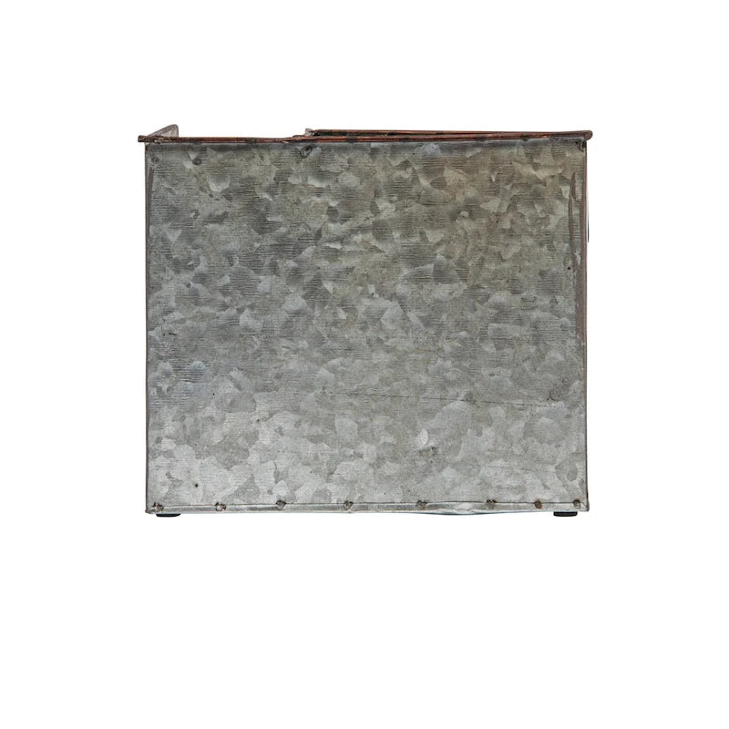 Organisateur de bureau en métal gris vieilli avec rangement rustique à 4 compartiments superposés