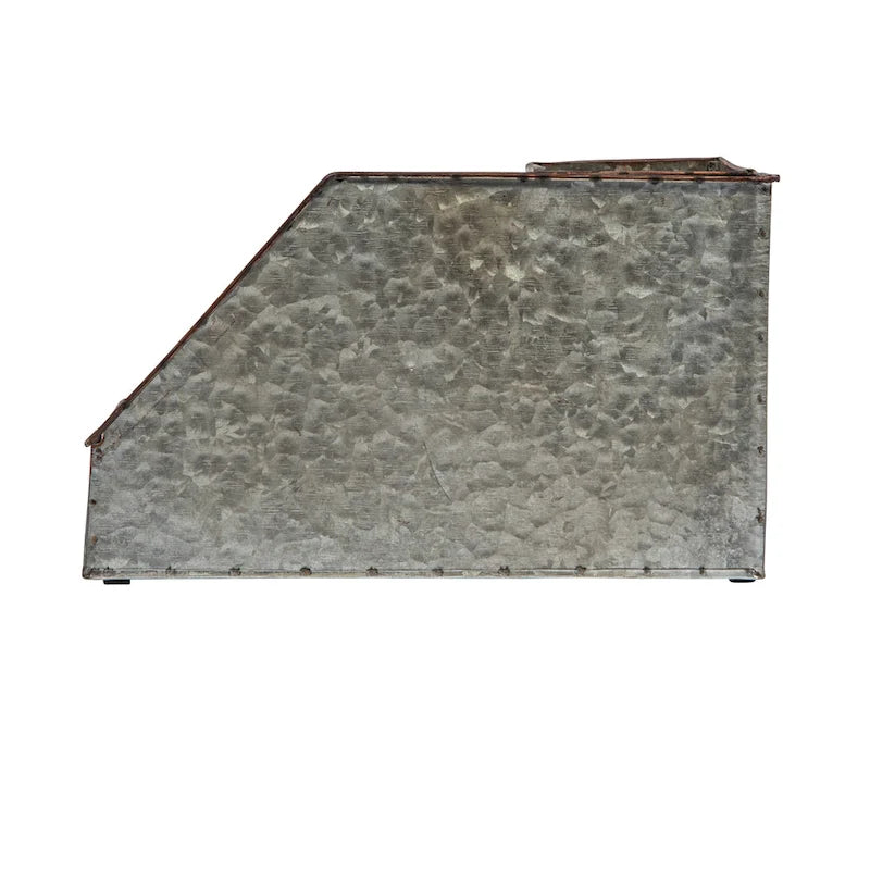 Organisateur de bureau en métal gris vieilli avec rangement rustique à 4 compartiments superposés